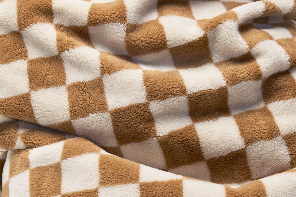 Pouf original slim teddy chess almond/crème