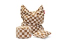 Pouf original slim teddy chess almond/crème