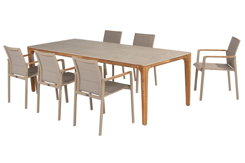 Table en céramique et teck 240x100 cm