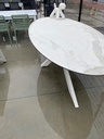 Table en céramique éllipse 250x125 cm coloris blanc marbré