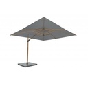 Parasol déporté 3x3 m prémium woodlook + pieds roulettes 125 kg + housse de protection