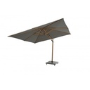 Parasol déporté 3x4 m woodlook + pieds roulettes 180 kg + housse de protection