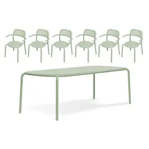 Toni Tablo + 6 fauteuils mist green