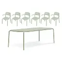 Toni Tablo + 6 fauteuils mist green