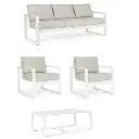 Ensemble Merrigan blanc 2x1 place, 1x3 places, 1 table basse  