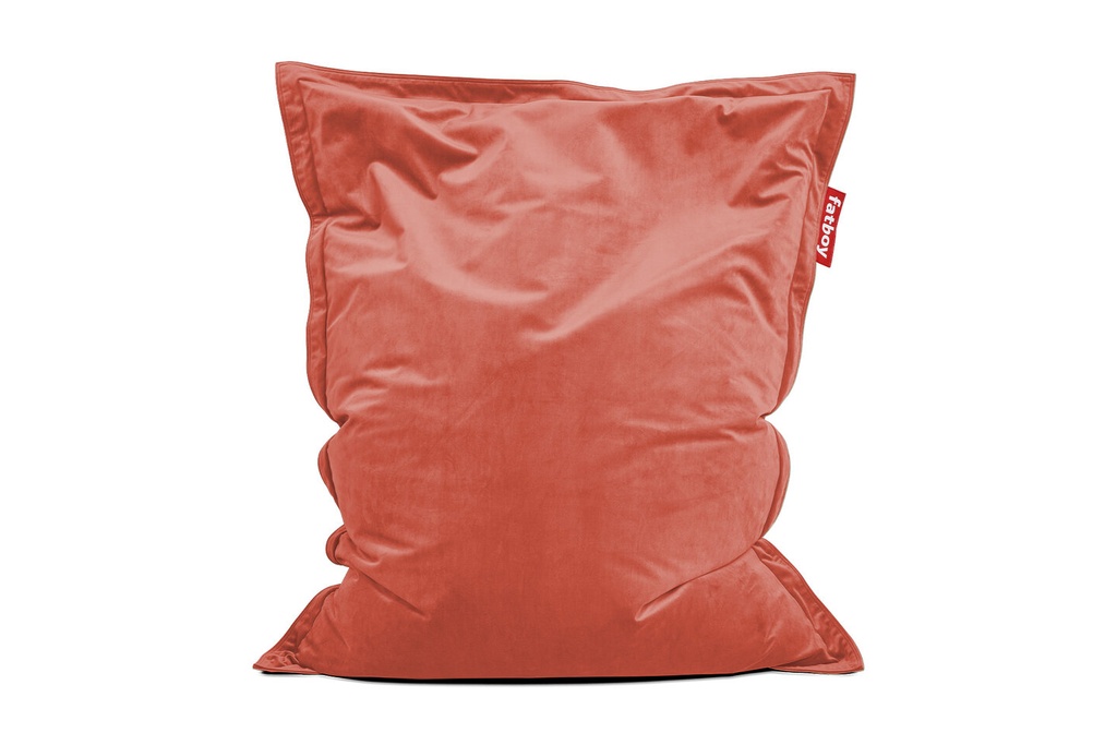 Pouf original slim velvet recycled rhubarb