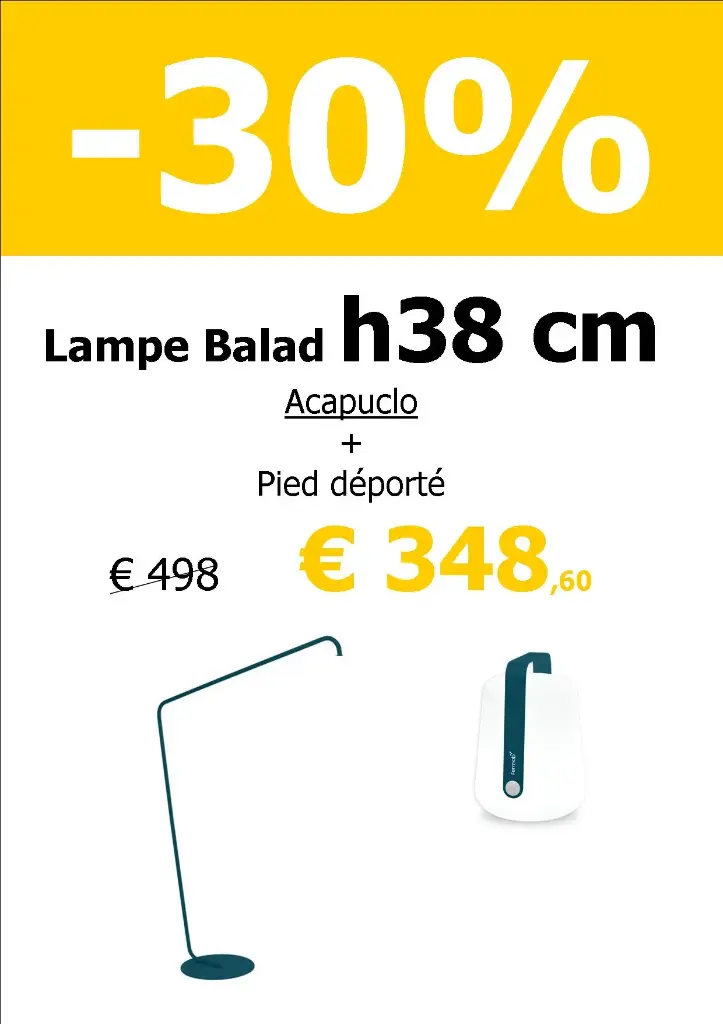 Lampe balad H38 cm bleu acapulco + pied déporté