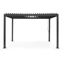 Pergola 4x3 m + 1 brise vue + 1 panneau plein imitation bois, modèle d'exposition