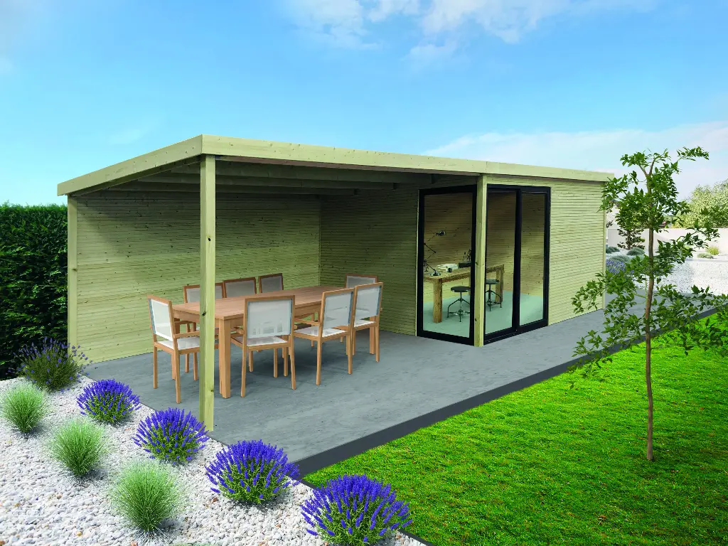 Abri de jardin TAVIRA traité S8777-1 400x300+400 cm