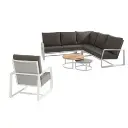 Ensemble Mauritius white angle+ 1 fauteuil 1 place + set de 2 tables basses 