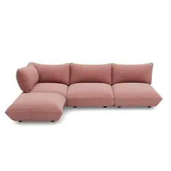 Sumo Corner Sofa en velours côtelé soft pink