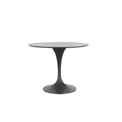 Table ronde aluminium et pierre frittée 90 cm