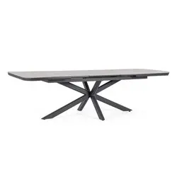 Table extensible aluminium et pierre frittée 200-260x100 cm (Aluminium)
