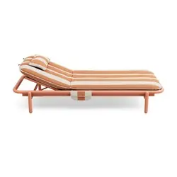 Sunbun daybed terracotta/stripe orange/crème (Aluminium et textilène)