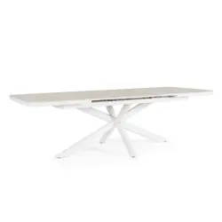 Table extensible aluminium et pierre frittée 200-260x100 cm 