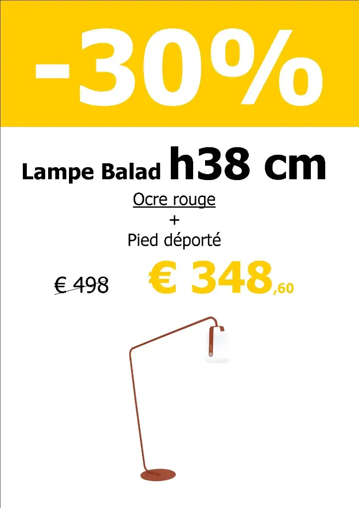 Lampe balad H38 cm ocre rouge + pied déporté 