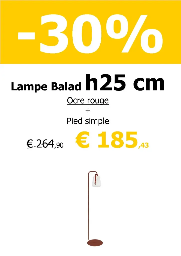 Pied simple + balad H25 cm ocre rouge