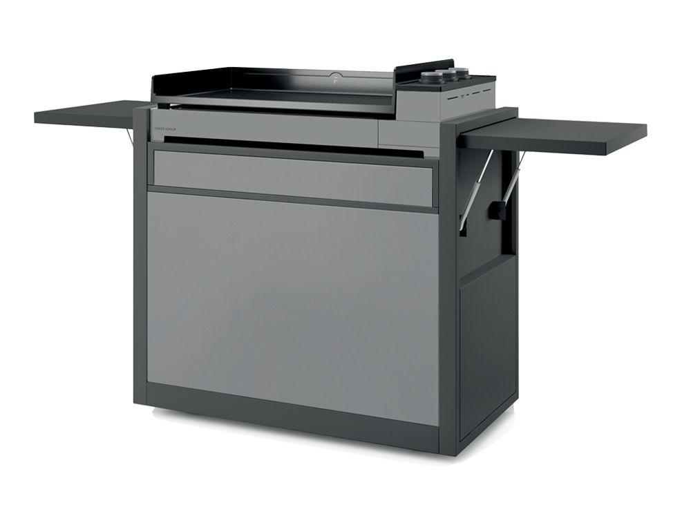 Plancha Premium 60 grise + meuble roulettes