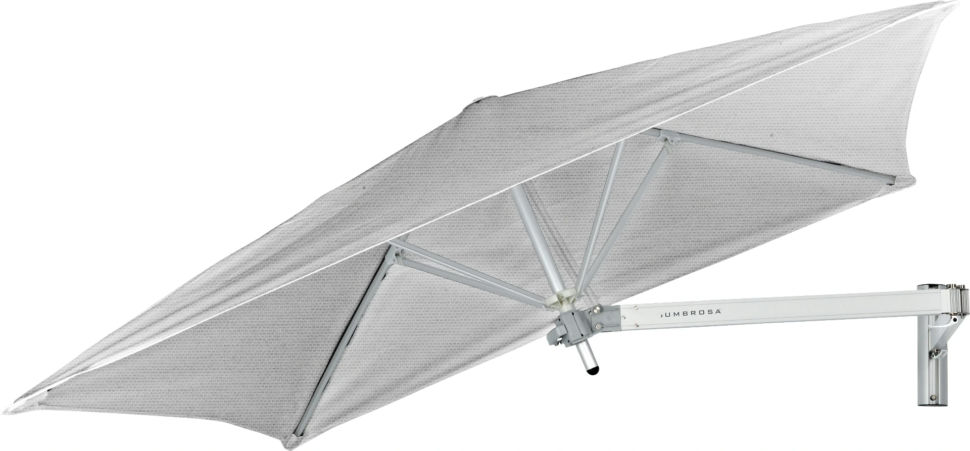 Parasol mural 230x230 cm gris+bras+housse (dernière pièce)