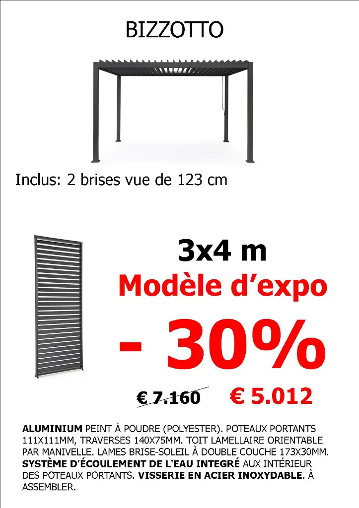 Pergola 3x4 m modèle d'expo à saisir
