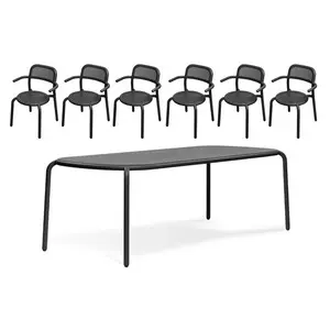 Toni Tablo + 6 fauteuils anthracite