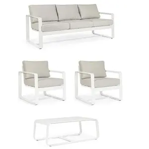 Ensemble Merrigan blanc 2x1 place, 1x3 places, 1 table basse  