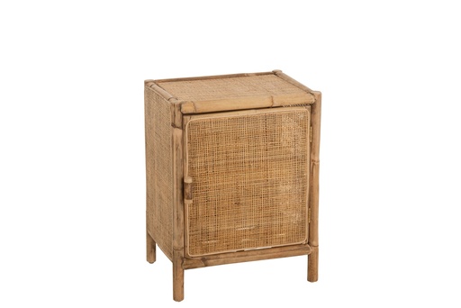 Table de nuit en bambou et cannage