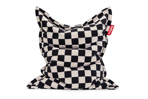 Pouf original slim teddy chess black/écru