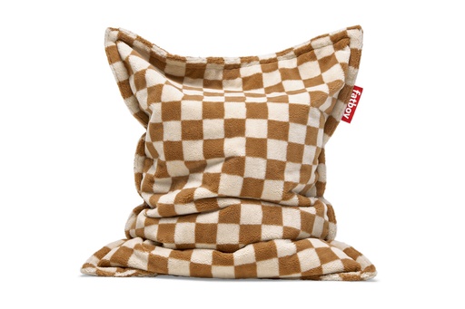 Pouf original slim teddy chess almond/crème
