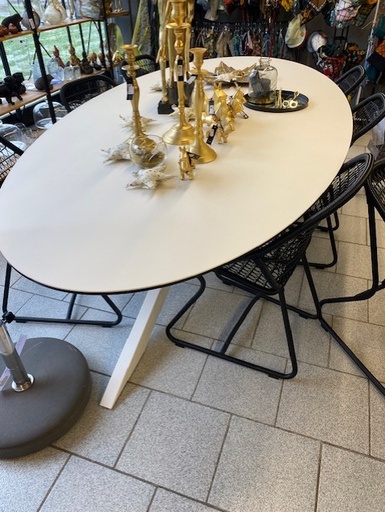 Table en céramique éllipse 250x125 cm coloris blanc 