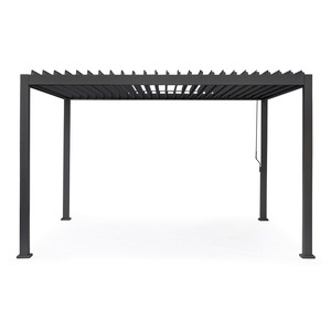 Pergola 4x3 m + 1 brise vue + 1 panneau plein imitation bois, modèle d'exposition