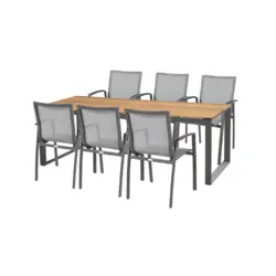 Table en teck et aluminium + 6 fauteuils alu (stock limité!)  