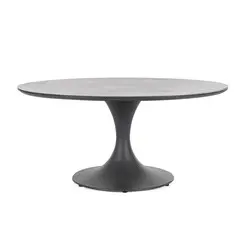 Table ronde aluminium et pierre frittée 158 cm  