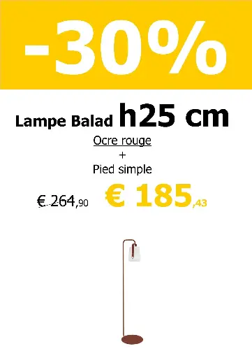 Pied simple + balad H25 cm ocre rouge