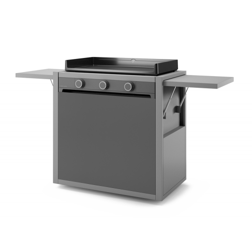 Plancha Premium 75 grise + meuble roulettes + capot